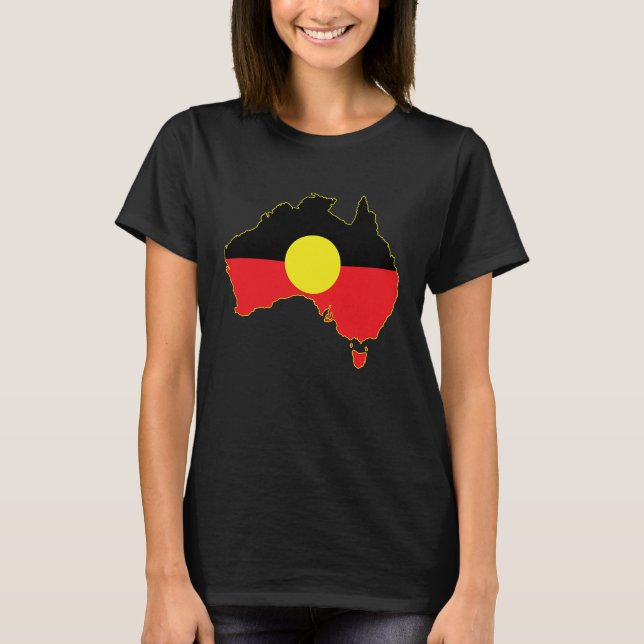 Native Marking Flag In The Map Of Australia T-Shirt (Front)