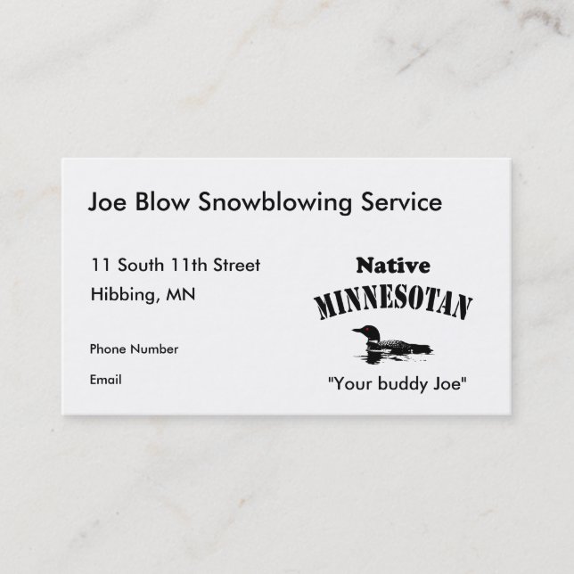 Native Minnesotan Business Cards (Front)