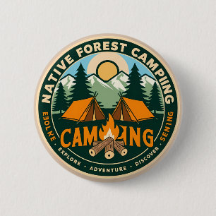 Native Mountain Camping 6 Cm Round Badge