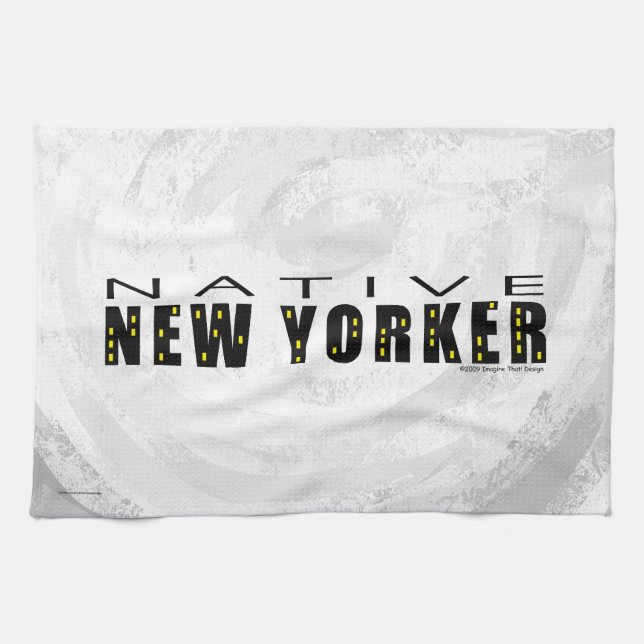 Native New Yorker black Tea Towel (Horizontal)