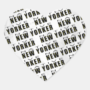 Native New Yorker Pattern Heart Sticker