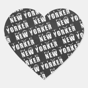 Native New Yorker Pattern Heart Sticker