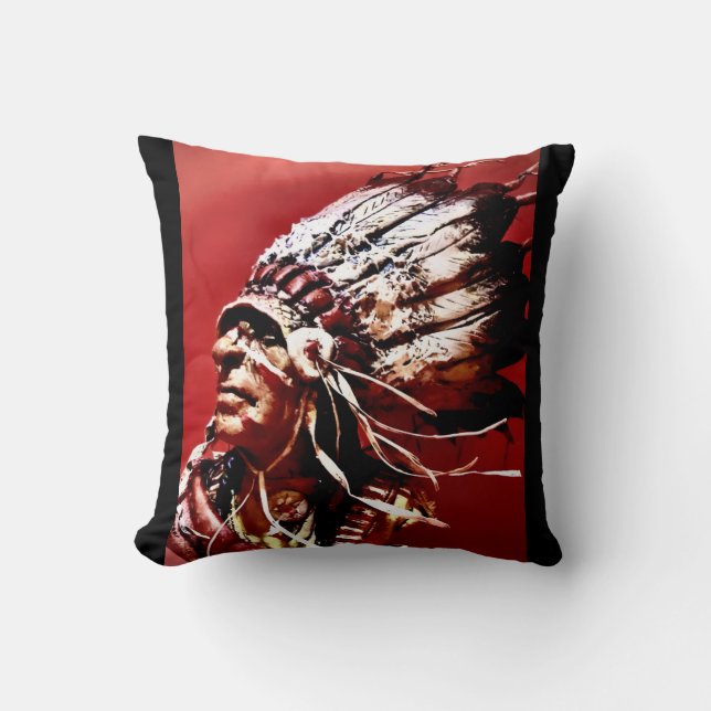 Native "Nez Perce Chief" original art  Cushion (Front)