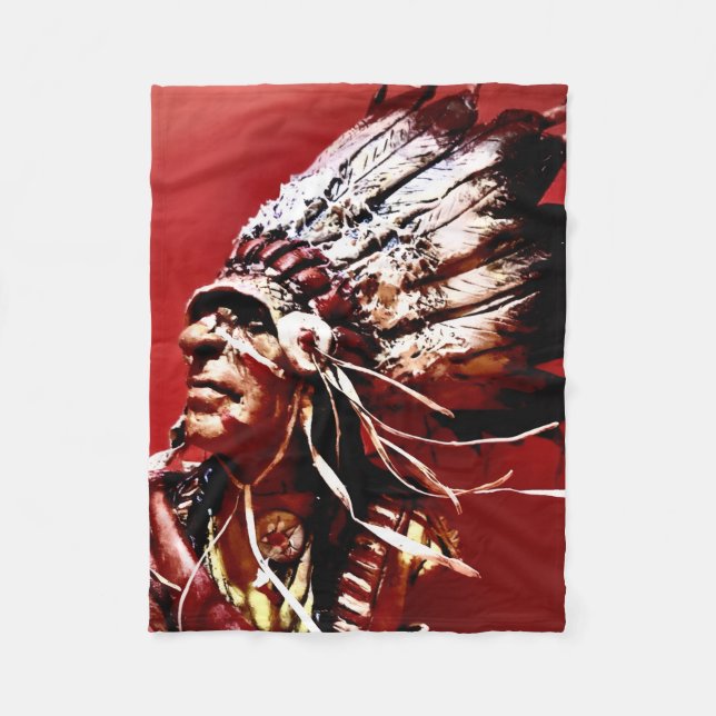 Native "Nez Perce Chief" original art  Fleece Blanket (Front)