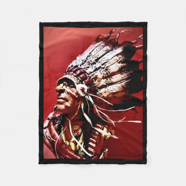 Native "Nez Perce Chief" original art  Fleece Blanket (Front)