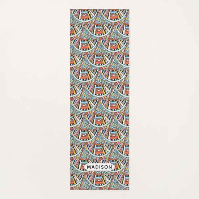 Native Pattern custom name yoga mat (Front)