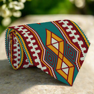 Native Pattern Geometry Mosaic Ethnic Tribal Style Tie