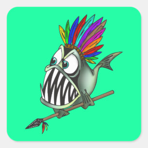 Native Piranha Square Sticker