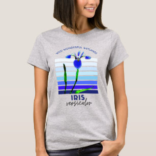 Native Plant Iris Versicolor Wild Wetland Graphic T-Shirt