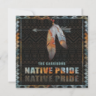 Native Pride Indian Feather Retro Tribal Arrow Invitation