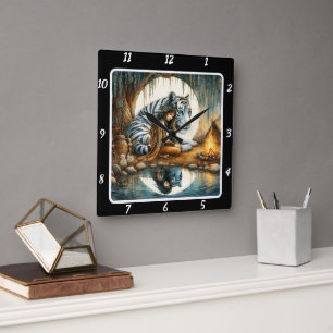 Native Radiance: Forest Glade Tiger's Roar Square Wall Clock