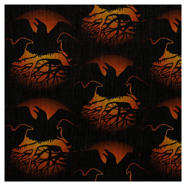 Native Raven Art Fabric Raven Crow Tribal Fabrics (Swatch)