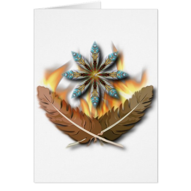 native red tailed hawk feathers and flames digital (Front)