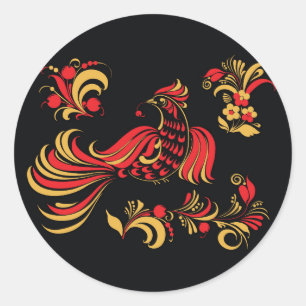 Native russian bird ornament classic round sticker
