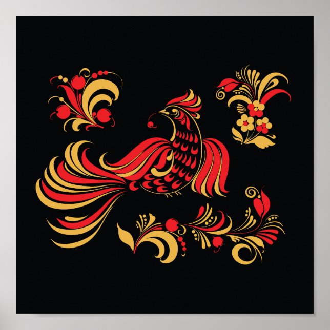 Native russian bird ornament poster (Front)
