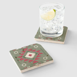Native Santa Pattern Stone Coaster