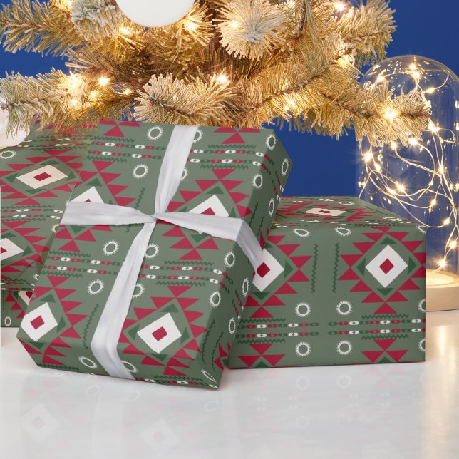Native Santa Pattern Wrapping Paper (Holidays)