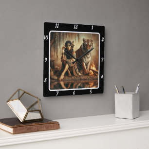 Native Spirit: Flowing Stream Tiger's Glance Square Wall Clock