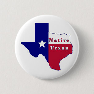 Native Texan Flag Map 6 Cm Round Badge