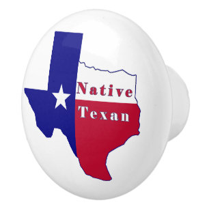 Native Texan Flag Map Ceramic Knob