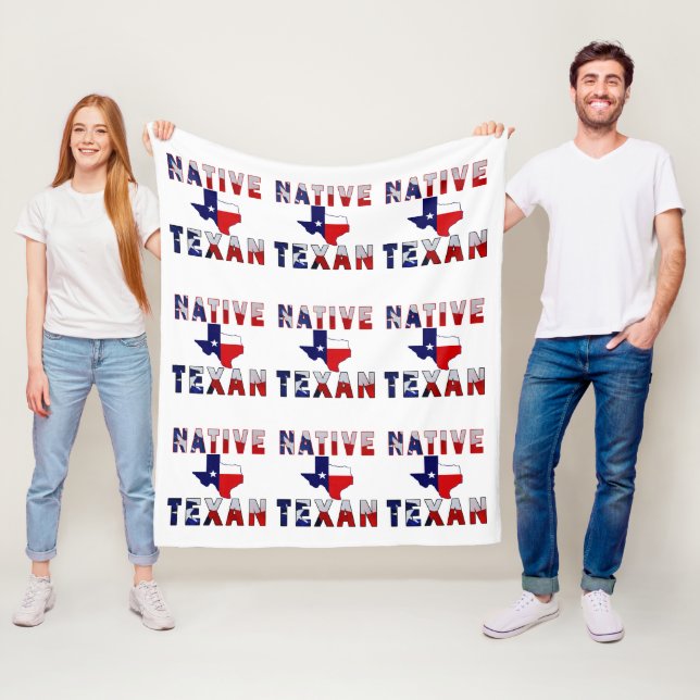 Native Texan Flag Map Fleece Blanket (In Situ)