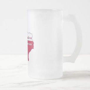Native Texan Flag Map Frosted Glass Beer Mug