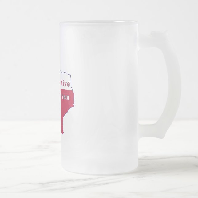 Native Texan Flag Map Frosted Glass Beer Mug (Right)