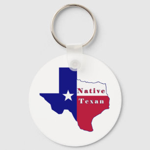 Native Texan Flag Map Key Ring