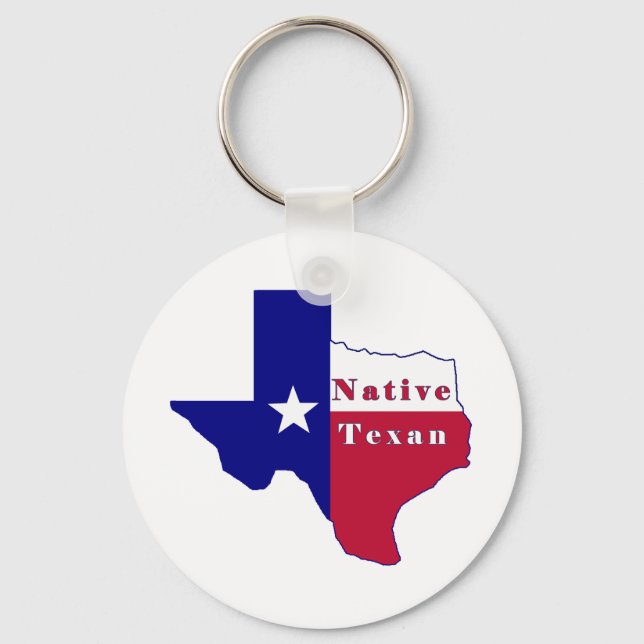 Native Texan Flag Map Key Ring (Front)