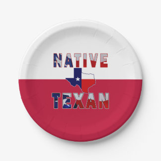 Native Texan Flag Map Paper Plate