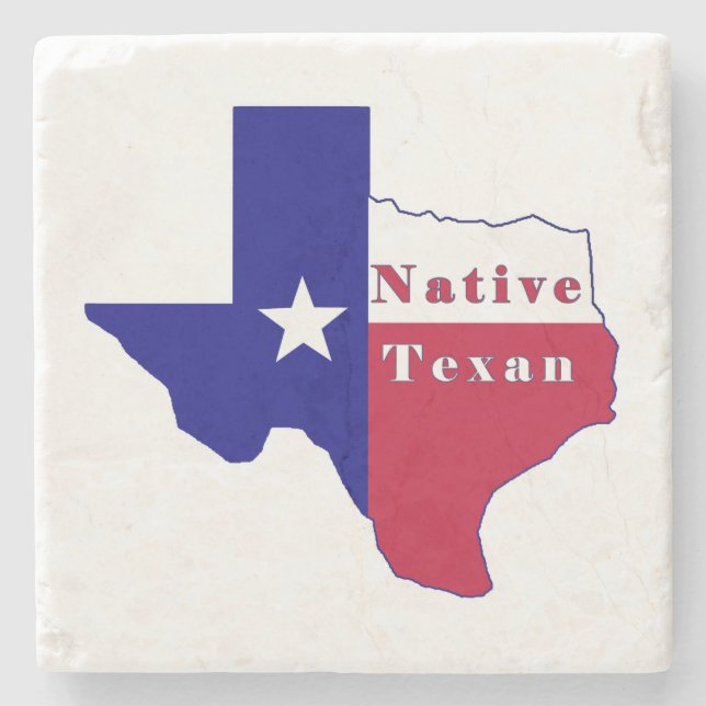 Native Texan Flag Map Stone Coaster (Front)