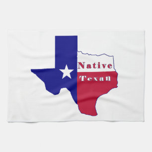 Native Texan Flag Map Tea Towel