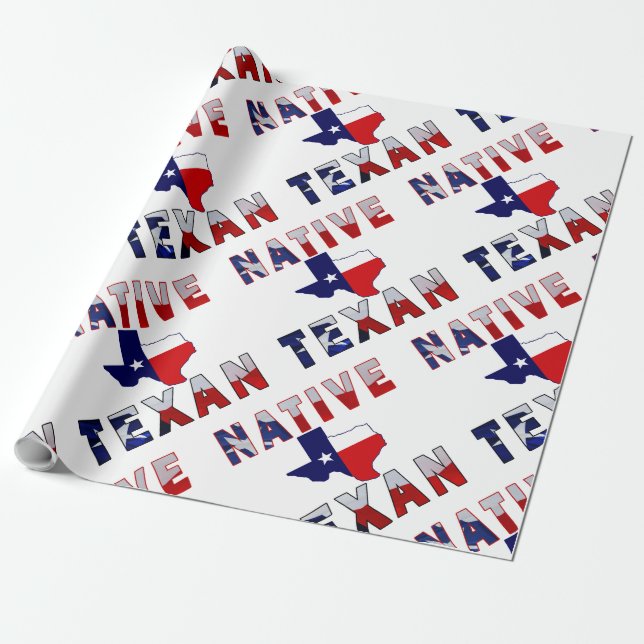 Native Texan Flag Map Wrapping Paper (Unrolled)