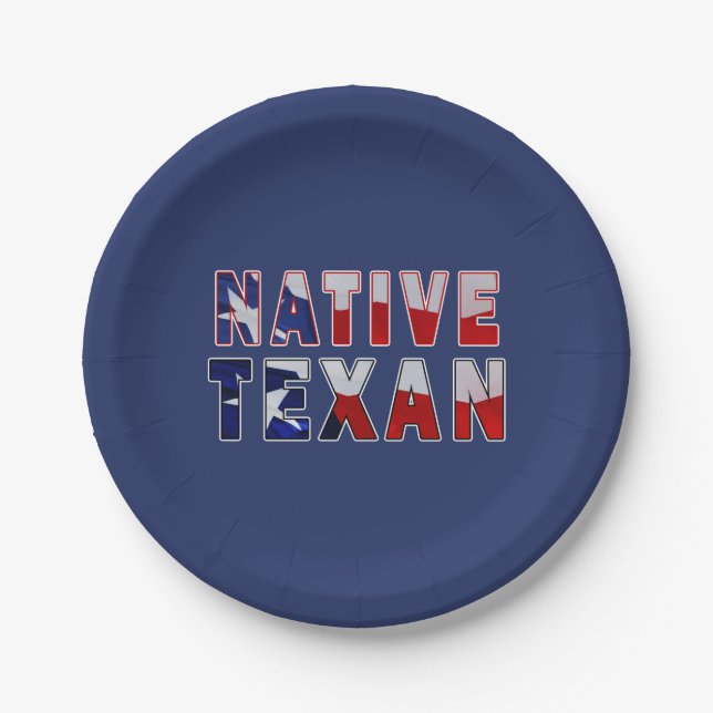 Native Texan Flag Paper Plate (Front)