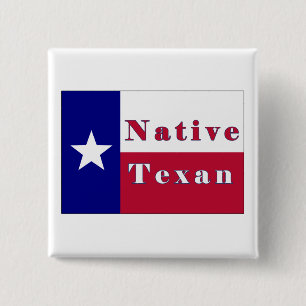 Native Texan Lone Star Flag 15 Cm Square Badge