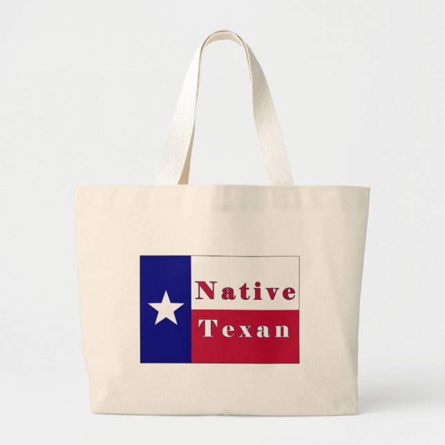 Native Texan Lone Star Flag Large Tote Bag (Front)