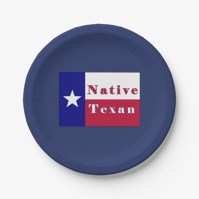Native Texan Lone Star Flag Paper Plate (Front)