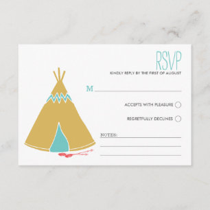 Native Themed   Wedding RSVP Card