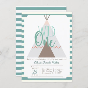 Native Tipi Wild One Birthday Party Invite