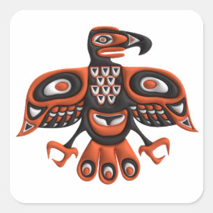 Native totem bird  square sticker