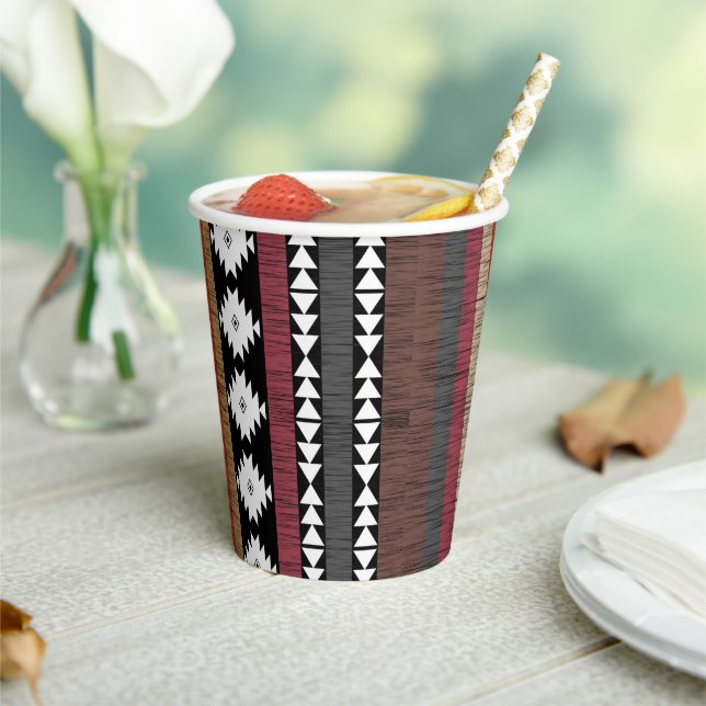 Native Tribal Colourful Lines Pattern  Paper Cups (Insitu)