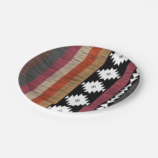 Native Tribal Colourful Lines Pattern Paper Plate (Angled)
