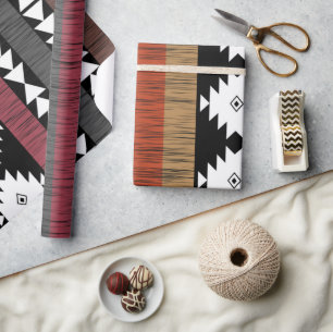 Native Tribal Colourful Lines Pattern Wrapping Paper