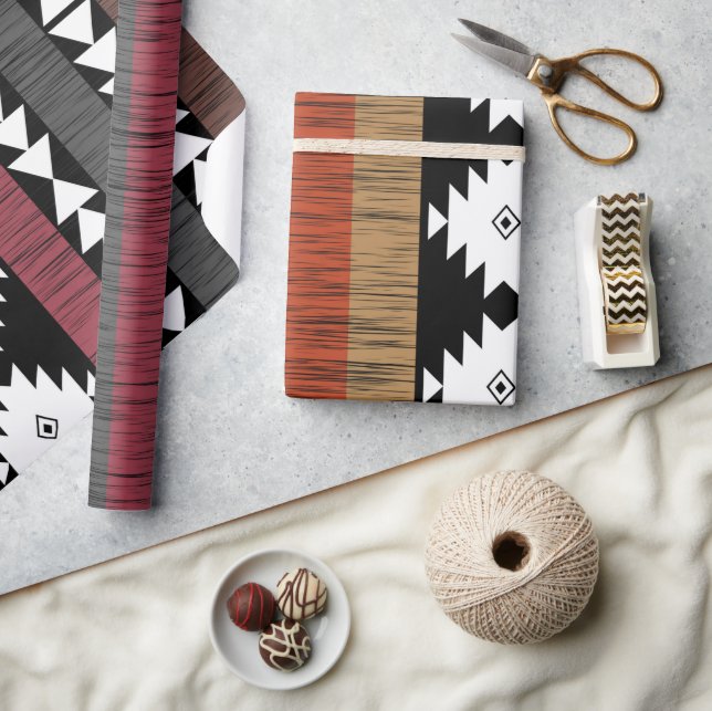 Native Tribal Colourful Lines Pattern  Wrapping Paper (Crafts)