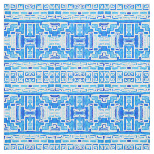 Native Tribal Pattern Blue Fabric