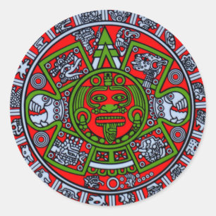 Native Tribe Mexico Aztec Sun Dial Hispanic Latino Classic Round Sticker