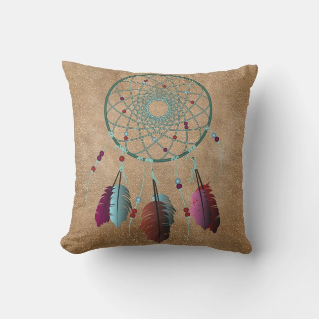 Native Turquoise Purple Dream Catcher Cushion (Front)