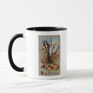 Native Woman Holding Turkey Mug