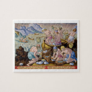 Natives Fishing for Giant Clams on the Indus, plat Jigsaw Puzzle