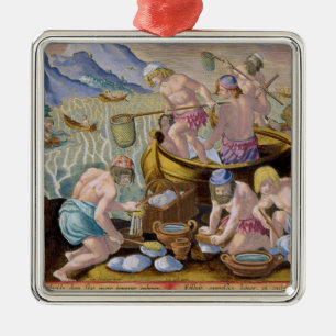 Natives Fishing for Giant Clams on the Indus, plat Metal Tree Decoration